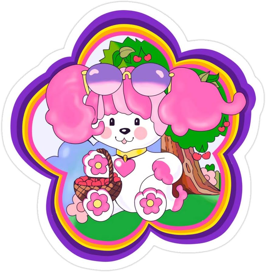 KENNETHHOFFMAN 3 PCs Stickers Poochie The Retro Pink Dog 80S 3×4 Inch Die-Cut Wall Decals for Laptop Window Car Bumper Helmet Water Bottle