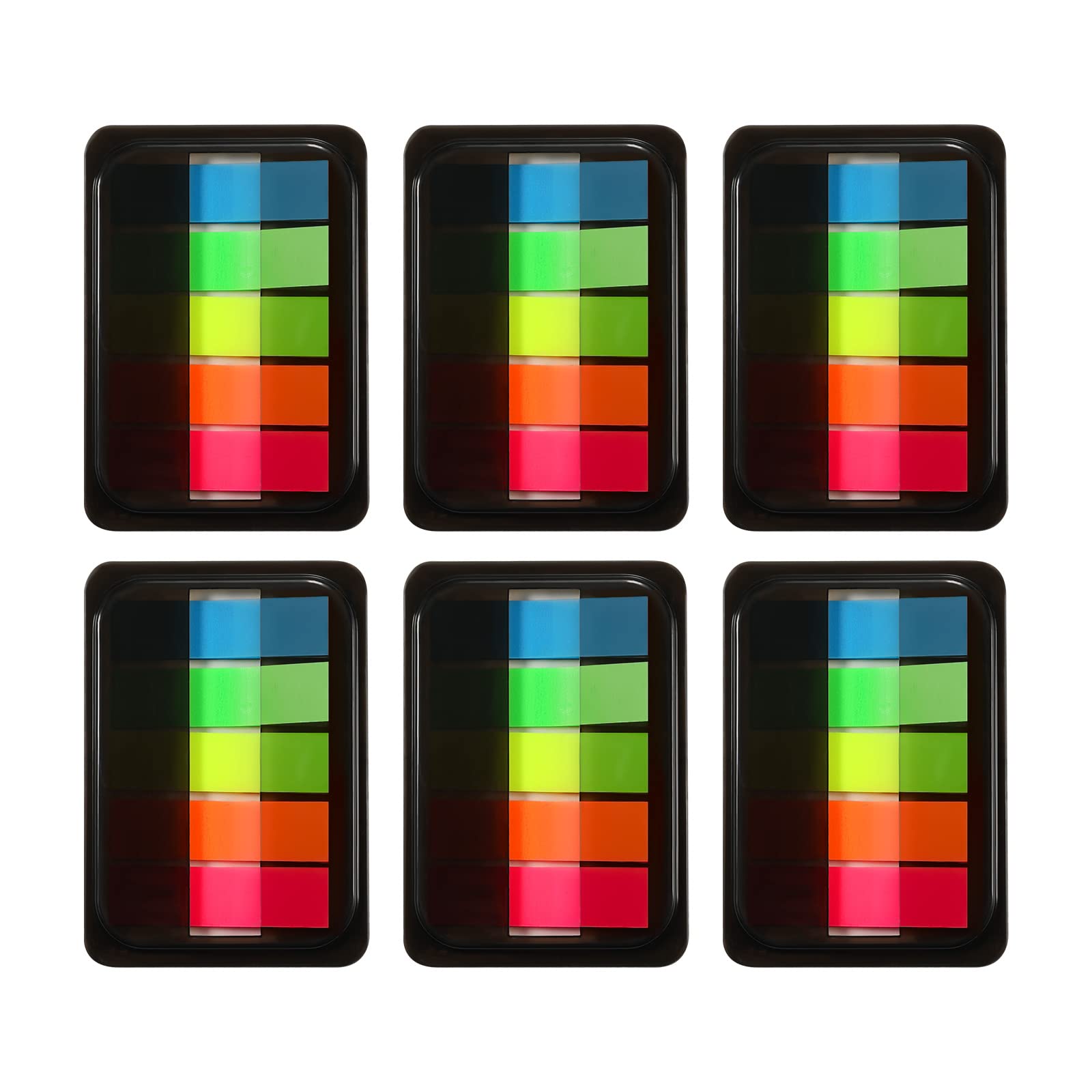 AIEX600pcs Sticky Index Tabs with Base Box, PET Material Multicolored Page Markers Neon Page Flags Writable Paper File Label Plastic Tabs for Annotating Books for Highlighting Folders Notebooks