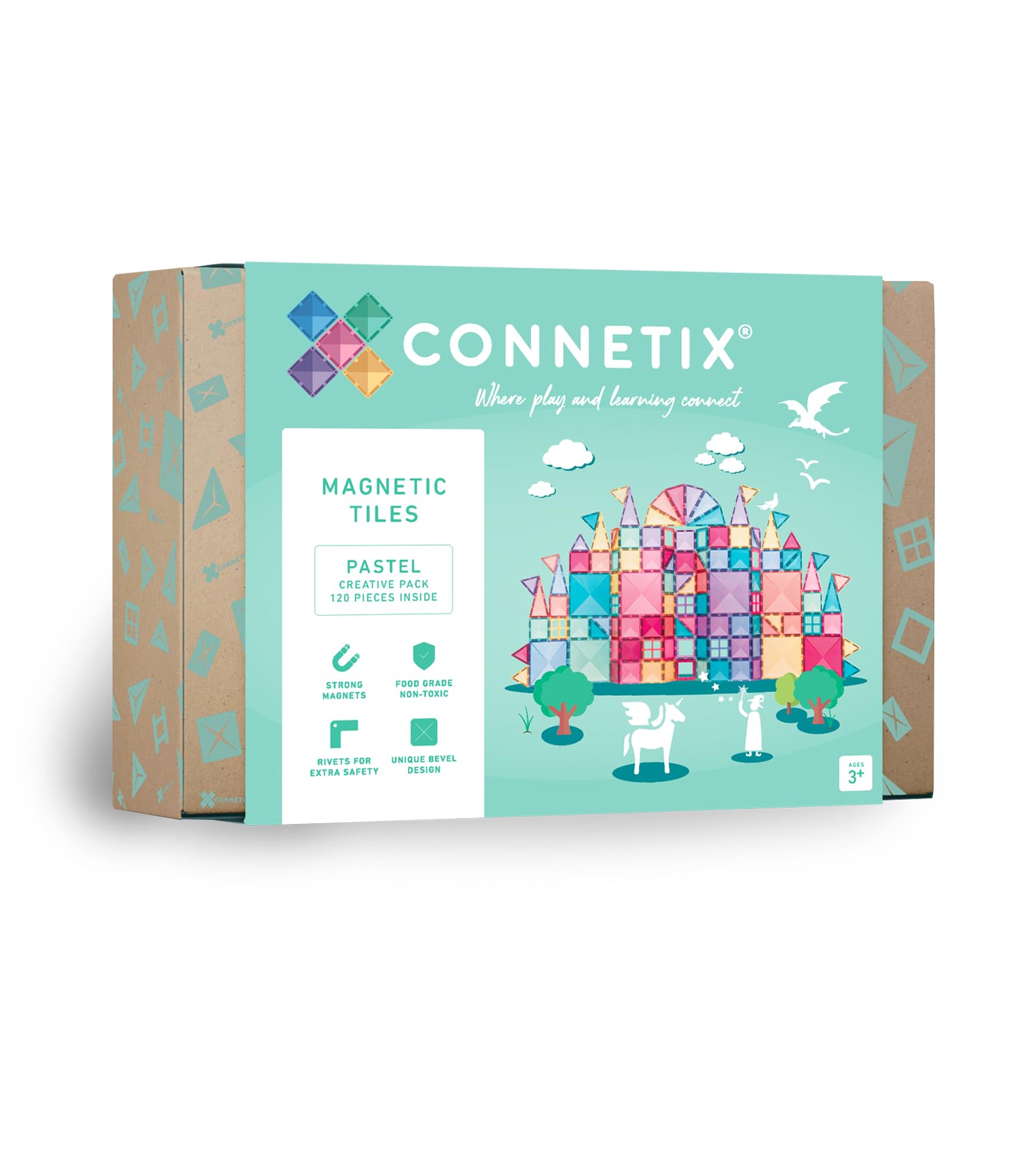CONNETIX Magnetic Tiles Pastel Creative Pack, 120 Pieces