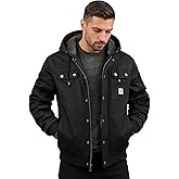 INVACHI Men's Work Coat Sherpa Lined Thicken Winter Workwear Jacket Relaxed Fit Winter Coat with Hood