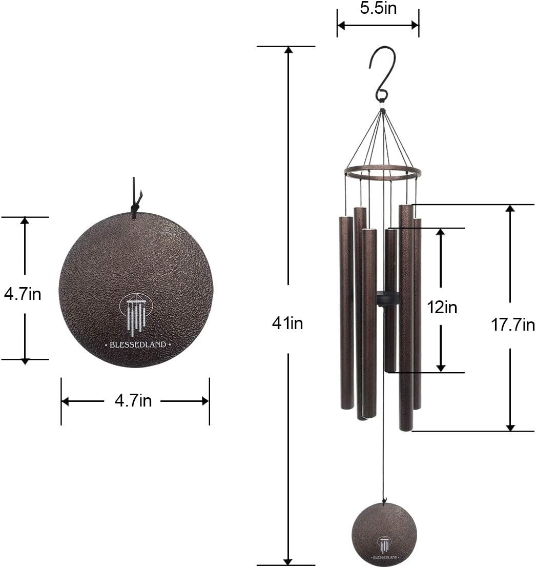 BLESSEDLAND Wind Chimes- Large Deep Tone, 41" Wind Chime, 6 Aluminum Tubes, Outdoor Decor for Garden, Yard, Patio and Home (Copper Vein) : Garden & Outdoor