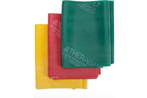 THERABAND Resistance Bands Set, Beginner Kit, Yellow, Red, Green, Latex Elastic Bands for Exercise & Physical Therapy, Strength Training Bands for Upper & Lower Body Fitness