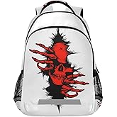 Dallonan Backpack Grunge Skull Day Of The Dead Red School College Backpack Laptop Casual Daypack