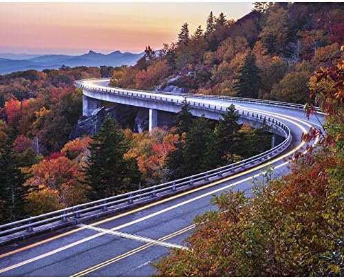 8x10 Blue Ridge Photo, "Linn Cove Viaduct Light Trails" by TravLin Photography