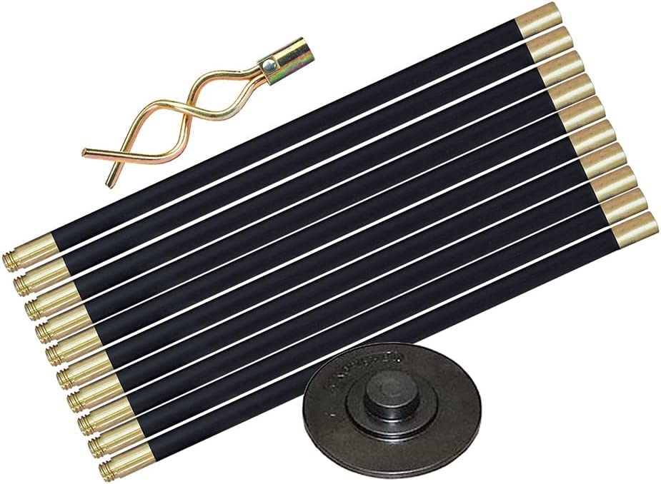 1ABOVE 12pc Drain Rod Set | Drain Unblocker Tool Set with 10xRods, 1XPlunger and 1XWorm | Suitable for Most Domestic Drainage Pipes Rods Can Reach Up to 9 Metres in Length