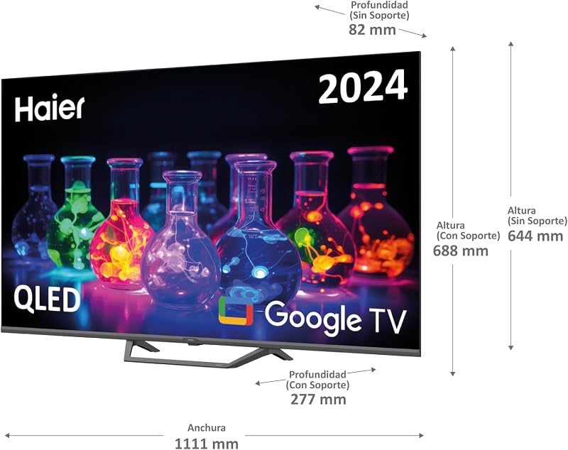 QLED 4K UHD H50S80EUX - Smart TV 50", Google TV, Dolby Audio, HDR 10, Smart Remote Control, Google Assistant, Bluetooth 5.1, DBX TV, HDMI 2.1 x 4, Sin Marcos, 2024