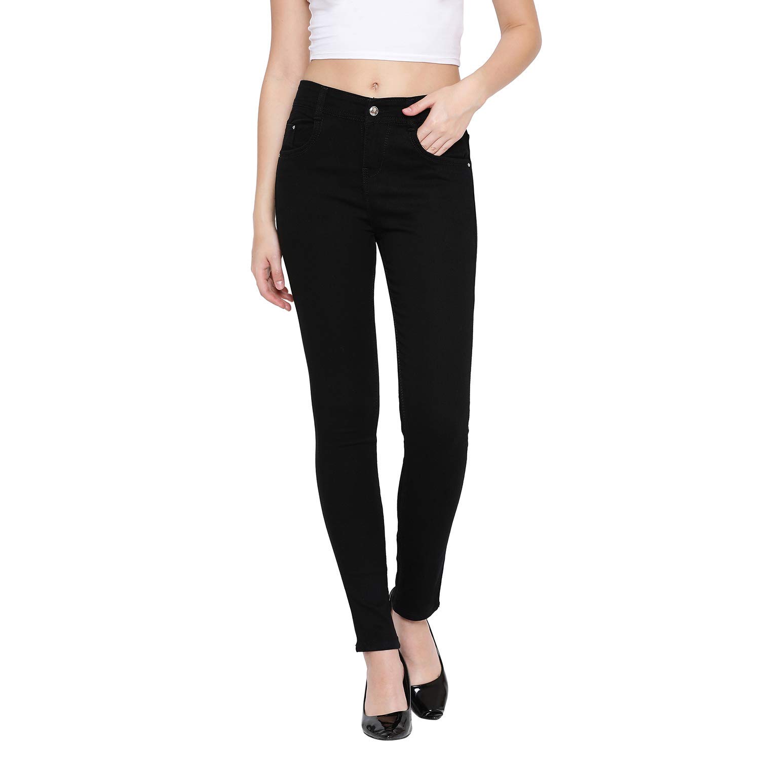 Buy L Fashion Women's Slim Black Fit Jeans (28, Black) at Amazon.in