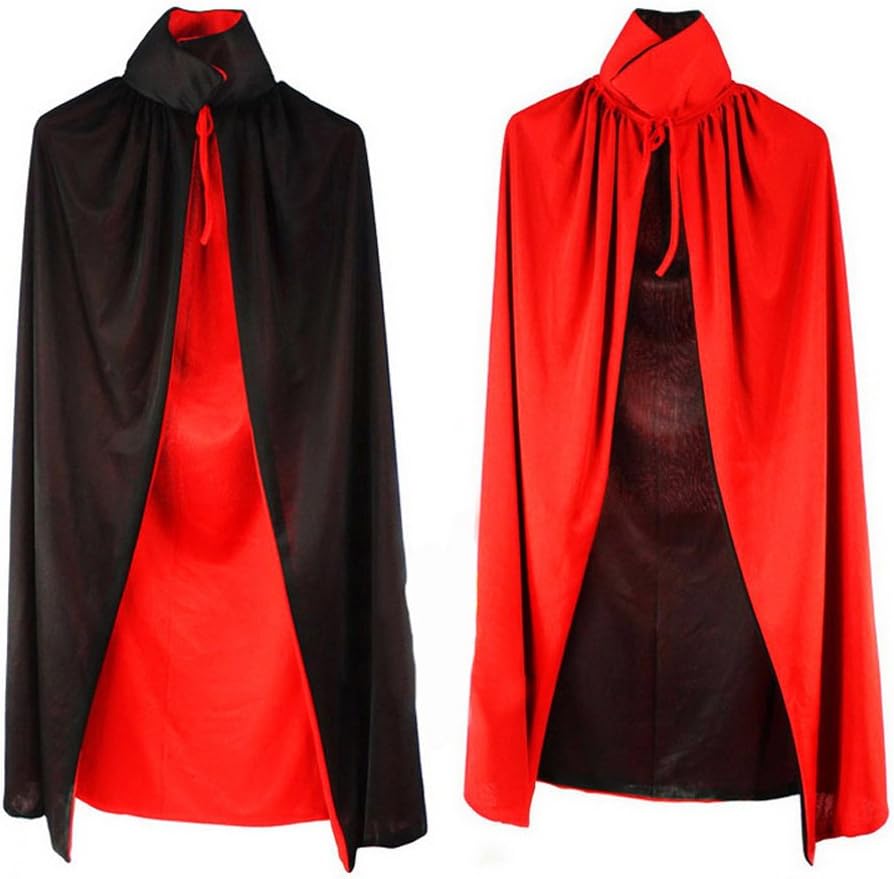 Kasstino Black Red Vampire Cape Reversible Dracula Devil Cloak Fancy