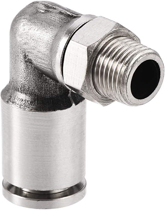 sourcing map Push to Connect Tube Fitting 8mm Tube to 1/8PT Male Elbow L Shape, Copper - Image 4