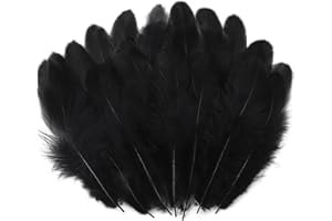 iHUFeather 600pcs Black Feathers for Crafts 3-5inch Bulk Colored Feathers for Kids DIY Crafts, Wedding Home Party Decoration