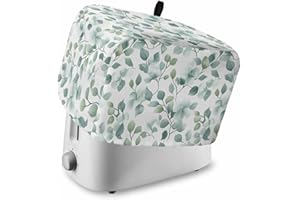 LABLUUX Sage Green Eucalyptus Leaves Toaster Cover 2 Slice with Pockets, Rustic Watercolor Flower Floral Dustproof Cover for Kitchen Small Appliances Fingerprint Protection, Kitchen Bread Machine Protector