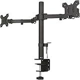 WALI Dual LCD Monitor Fully Adjustable Desk Mount Stand Fits 2 Screens up to 27 inch, 22 lbs. Weight Capacity per Arm (M002), Black