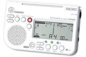 Seiko STH200WH Metronome Tuner, Loud Volume, Can Be Attached to Music Stands, Perfect for Brass Band, White