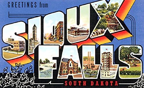 Souix Falls Greetings Reproduction Luggage Decal 3"X5"