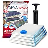 4 Pack Variety Vacuum Storage Bags for Comforters, Blankets & Clothes – Vacuum Sealed Compression Bags with Hand Pump – Space Saver Storage Bags for Bedding, Moving, Travel & Organization (2L & 2XL)