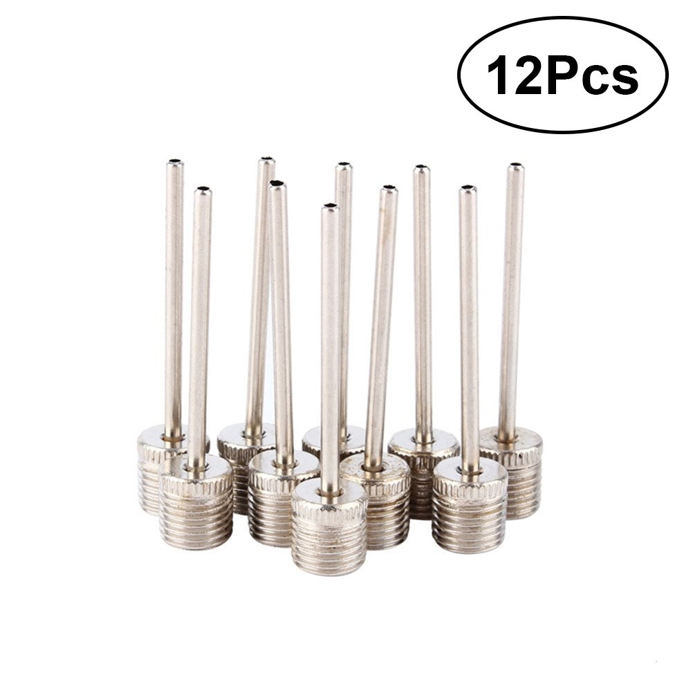 LIOOBO 12pcs Air Inflation Needle Inflating Needles for Sport Balls Basketball Football Soccor Inflating Pump Needle Adaptor (Silver)
