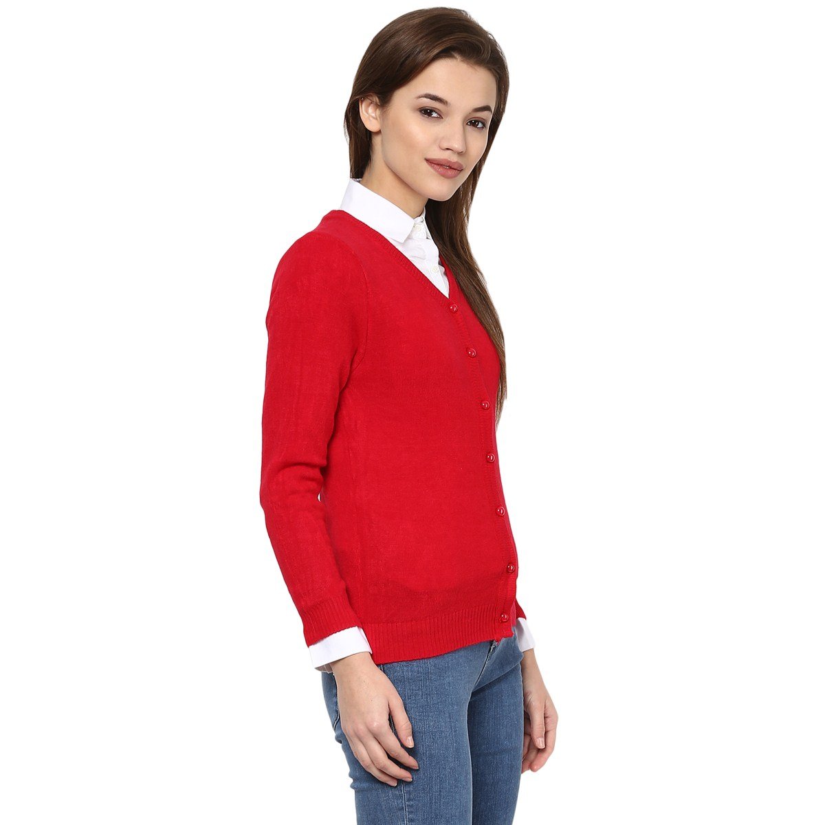camey women red cardigan without shirt