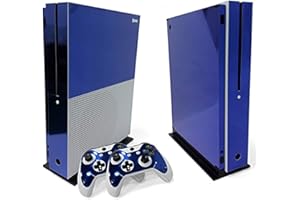 WPS Glossy Protecive Vinyl Decal Skin / stickers Wrap Cover For Xbox One S slim Console + 2 controller (Dark blue glossy)