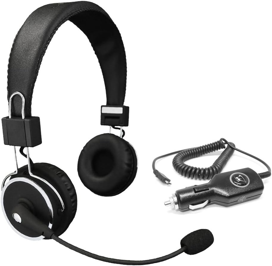 Blue Tiger Dual Elite Noise Cancelling Premium Trucker Headset - Plus - MobileSpec 12 Volt Replacement Car Charger - On The Road Bundle