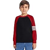 Haloumoning Boys Long Sleeve Raglan T-Shirts Casual Colorblock Crewneck Tops Tees 4-14 Years