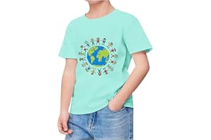 Kids Novelty Graphic T-Shirts Funny Planet Happy Earth Cartoon Shirts Short Sleeve Tee Tops