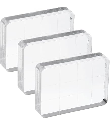 PATIKIL Bloque De Sello Acrílico De 3 Pulgadas, Paquete De 2 Bloques De Estampado Transparentes Con Líneas De Cuadrícula, Bloques De Montaje Decorativos Redondos Para álbumes De Recortes