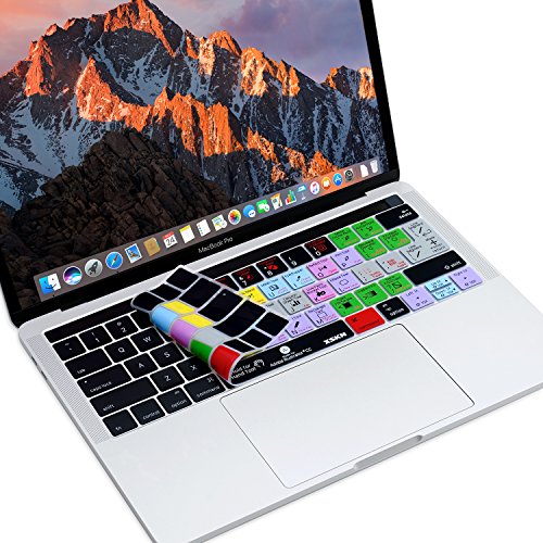 XSKN Adobe Illustrator CC English Shortcut AI Functional Hotkey Design Silicone Keyboard Skin Cover for 2016 Touch Bar MacBook Pro 13 (A1706) & MacBook Pro 15 (A1707), US EU Layout