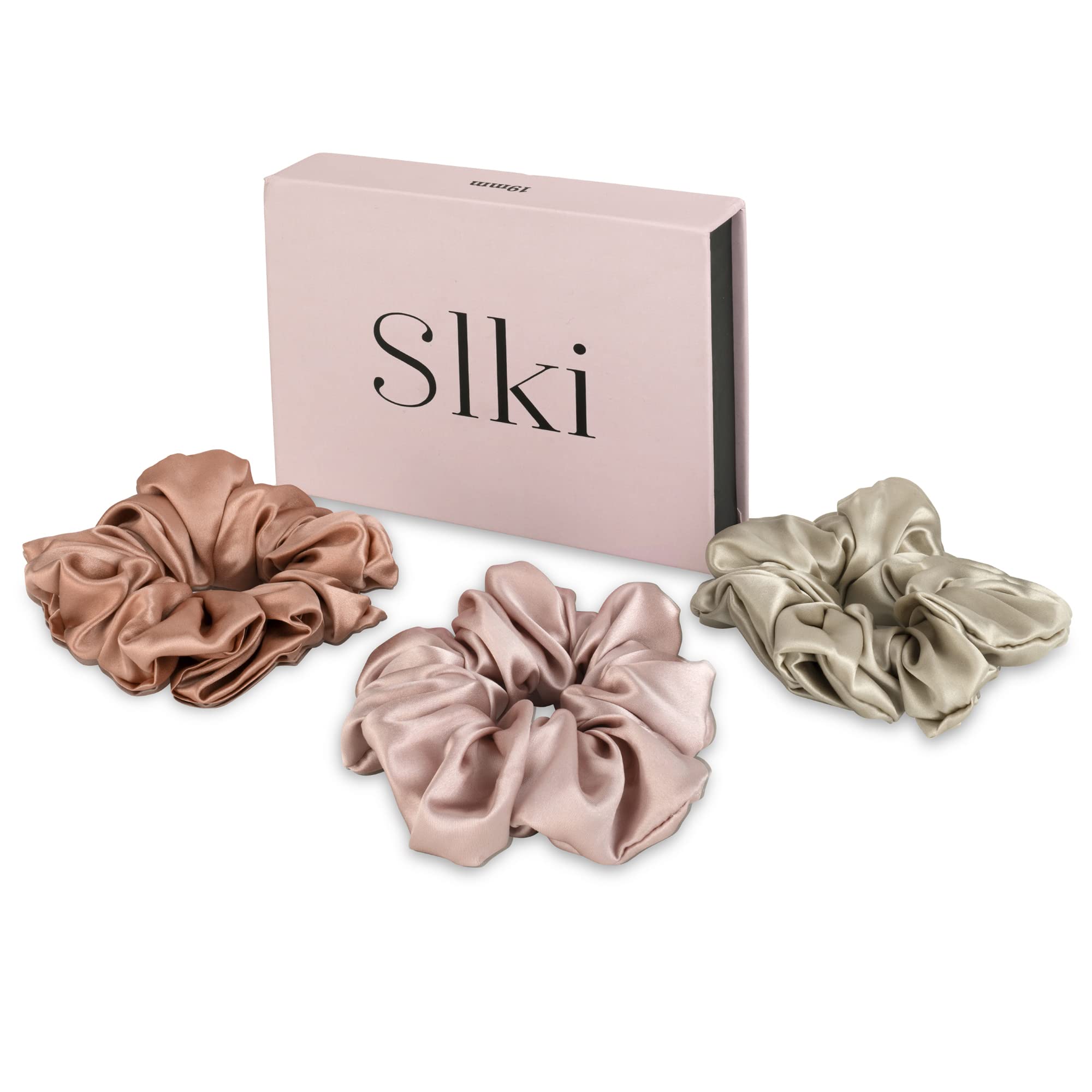 Slki Premium Silk Hair Scrunchies - Soft, Gentle, Frizz-Reducing Hair Ties | Mulberry Silk | Hypoallergenic, Smooth, No Crease, Stylish & Durable Hair Accessories