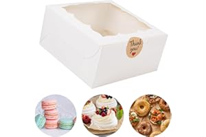 AISEY 4x4x2.5 Inches White Bakery Boxes with Window, Cookie Boxes, Mini Cake Boxes, Dessert, Pastry, Small Treat Boxes, 20 Pcs