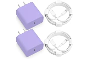 CQDKWG Apple USB C 25W Fast Charging Wall Charger with 6FT USB C to Lightning Cable - 2Pack Compatible with iPhone 14Pro/13 Pro/12/12 Pro Max/11/XS Max/XS/XR/X/8 - Purple