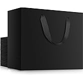 EUSOAR Exra Large Gift Wrap Bags Bulk, 25 Pack 16x6x12 inches Black Paper Heavy Duty Bags with Handles, for Business, Grocery, Boutique, Retail, Wedding, Party Favors, Baby Showers, Birthdays