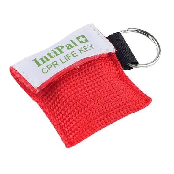 IntiPal 1/2/5/10 Stücke Beatmungsmaske Schlüsselanhänger Beatmungshilfe Notfalltuch Taschenmaske Erste Hilfe 5 Farben (1, Red