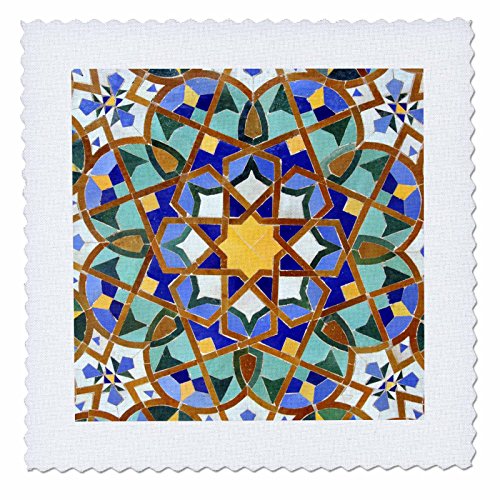 3dRose qs_73580_2 Morocco, Hassan Ii Mosque Mosaic, Islamic Tile Detail-Af29 Kwi0018-Kymri Wilt-Quilt Square, 6 by 6-Inch