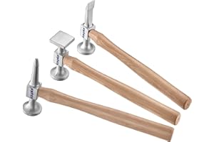 Kauplus 3PCS Aluminum Auto Body Dent Repair Set - Metal Work Dolly Tool Kit With Chisel, Shrinking, and Utility Pick Hammers