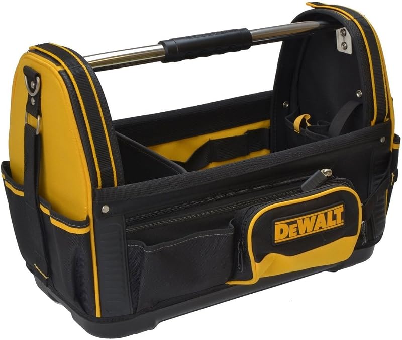 DEWALT Heavy Duty Open Tote Tool Bag Waterproof Base Padded Handle Organizer