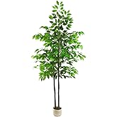 Artificial Ficus Tree 6ft, Fake Tree for Home Office Decor, Realistic Silk Leaves & Resin Trunk, Indoor Potted Plant for Living Room, Hotel, Lobby, No-Maintenance Needed
