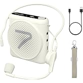 7RYMS WA1(SE) Wired Voice Amplifier with Headset Microphone | 65mm speaker, DSP noise reduction and AUX input deliver clear sound for teaching, tours, training and presentations (White)