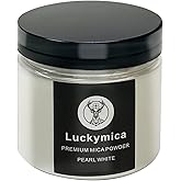 Luckymica Mica Powder for Epoxy Resin, Premium Pearlescent Pigment Powder for Resin Art, Dye, Nail Polish, Paint, Candle Making, Soap Making, Bath Bombs, DIY Cosmetics - Pearl White (50g / 1.76oz)