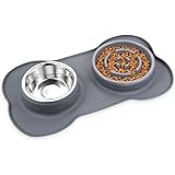 Pecute Dog Bowl Slow Feeder Bloat Stop Pet Bowl Eco-Friendly Non-Toxic No Choking Healthy Design Bowl with No-Spill Non-Skid 