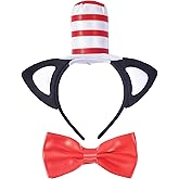 QuanHuo-US Cat Ears with Hat Headband and Bow Tie Set Cat Costume Accessories for Christmas Themed Party Dress Up Adults