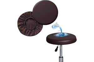 Shukii Stool Covers Round 2 Pack Bar Stool Covers Watedrproof PU Stool Slipcover with Elastic Stool Cushion Round Bar Stool Seat Covers for Bar Round Chair
