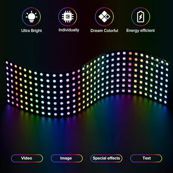 BTF LIGHTING 0 24ft0 96ft Pixel 256 Pixels WS2812B Digital Flexible LED Panel Individually addressable Full Dream color lighting DC5V