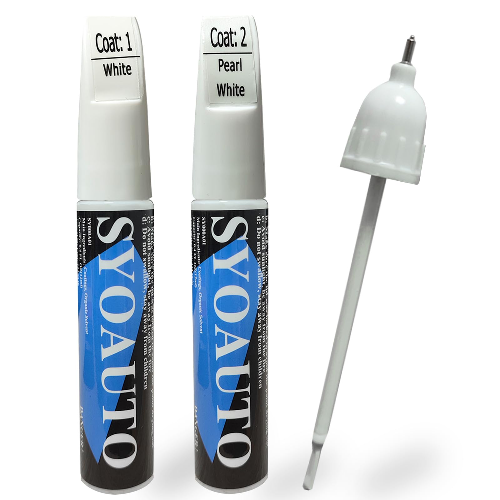 Photo 1 of SYOAUTO Pearl White Touch Up Paint for Cars Auto Touch up Paint Scratch Repair Pen Brush and Tip 2 in 1 Pearl White