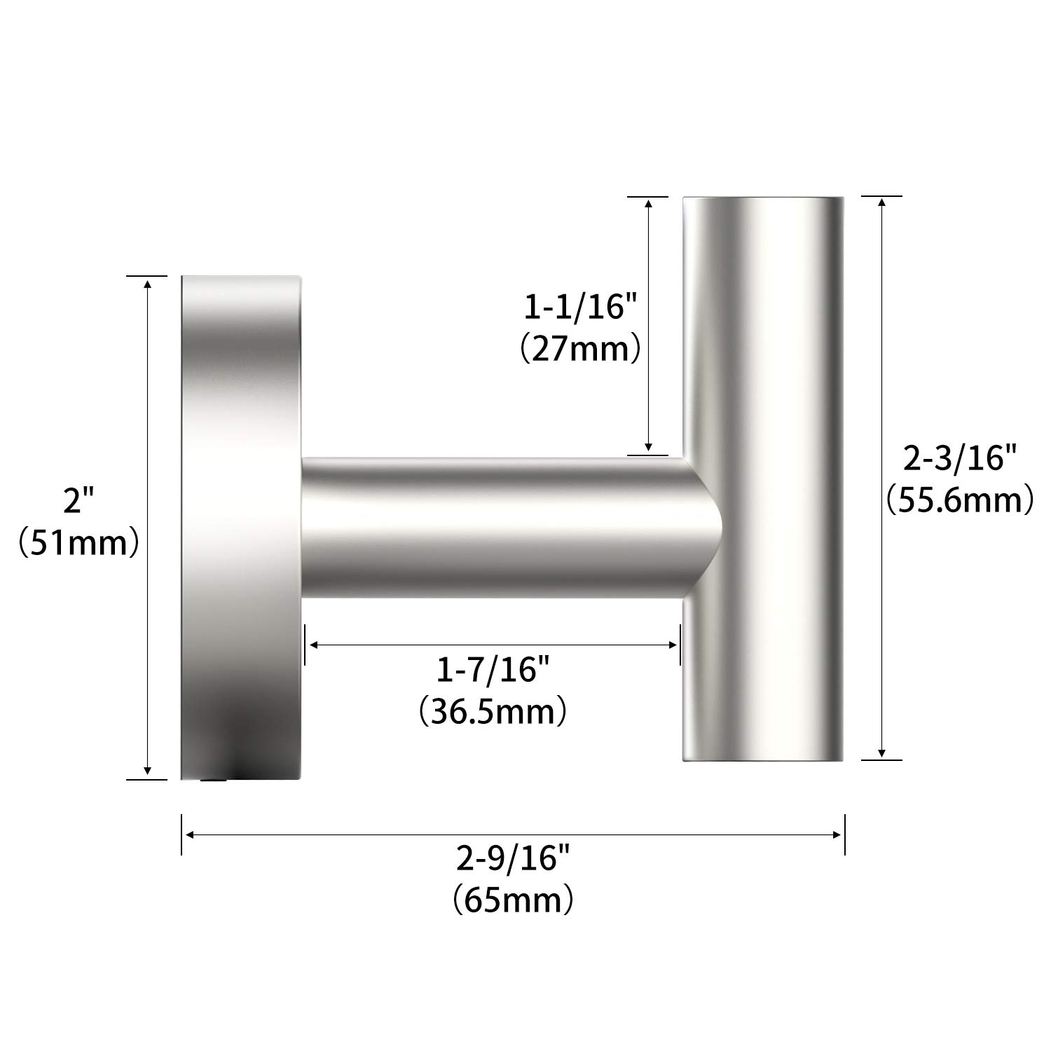 HomGif Towel Robe Hook Wall Mount for Bathroom SUS 304 Stainless Steel Brushed Finish (Silver, 1)