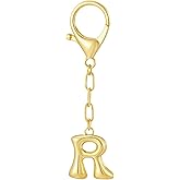 GAOKOXI Gold Bubble Initial Keychain Charm for Women Chunky Bag Purse Charms A-Z Letter Key Chains for Handbag Accessories