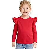 ZFZDRen 12M-14Y Toddler Baby Girls T Shirt Solid Color Blouse Ruffle Top Cotton Casual Tees Plain Shirt