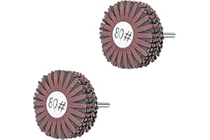 KUGNNG 2 Pack Abrasive Flap Wheel - 80# 1/4 Inch Shank for Woodworking Root Carving Furniture Polishing,Mop Sander Sanding,Sanding Mops Woodworking Removing of Paint,Rust and Corrosion