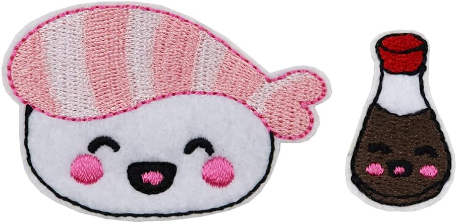 Mixed Media - Tiny Sushi Cute Funny Food Embroidered Iron On Patches