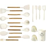 LeMuna 16pcs Silicone Cooking Utensil Set, Non-stick Heat Resistant Kitchen Utensils Set with Holder, BPA Free, Non Toxic Coo