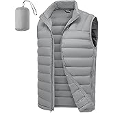 TBMPOY Men's Lightweight Packable Puffer Vest Sleeveless Puffy Outerwear Water-Resistant Bubble Jackets Work Casual Golf